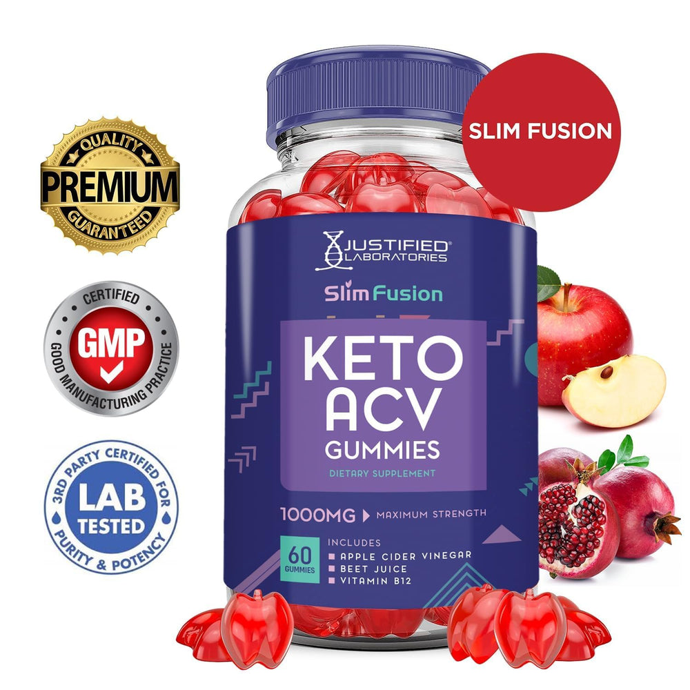 Back label with nutrition facts of Slim Fusion Keto ACV Gummies bottle