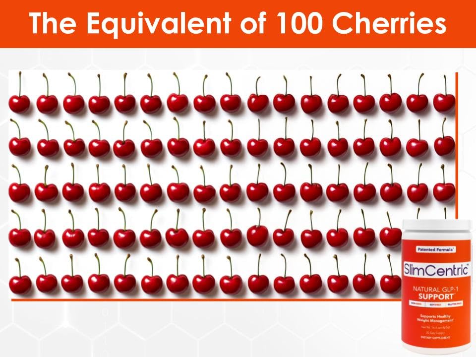 SlimCentric GLP-1 label illustrating 60 servings per container.