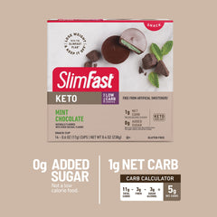 SlimFast Mint Chocolate Fat Bomb Snack Cup on-the-go packaging supports easy busy-day snacking.