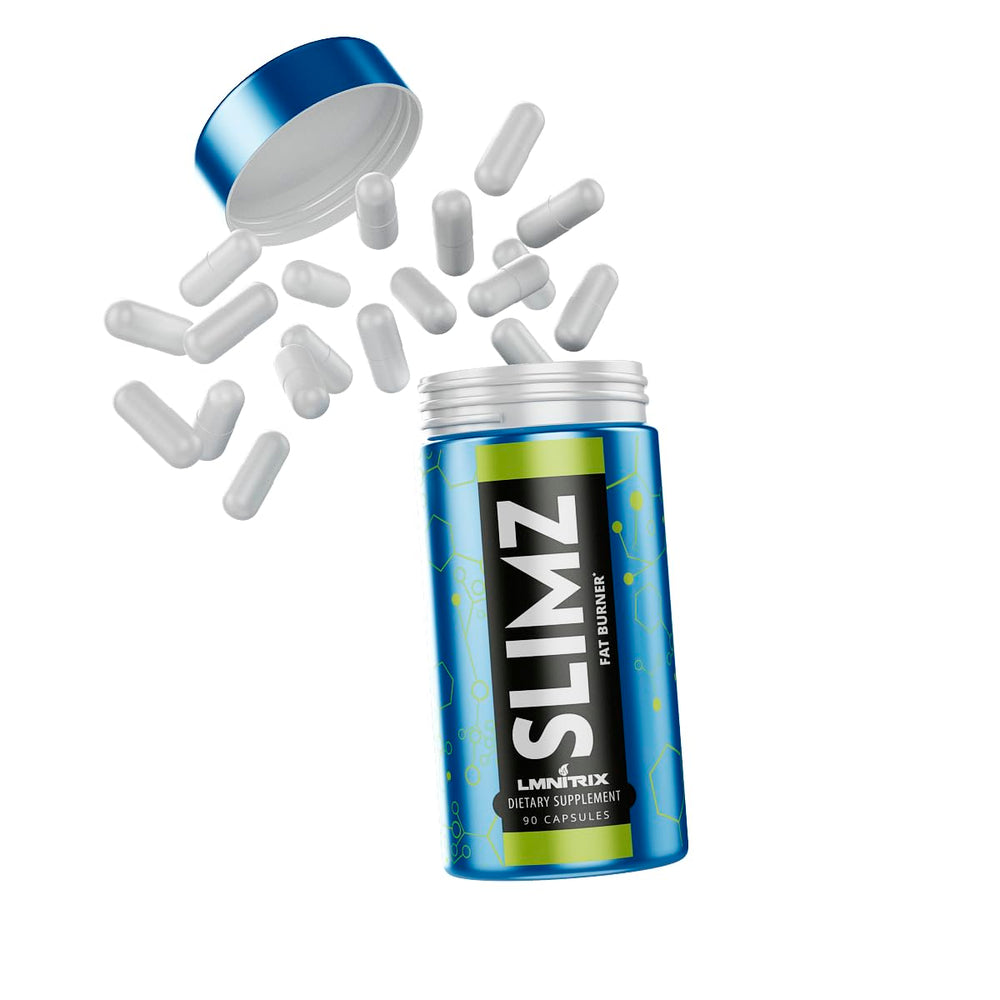Bottle of LMNITRIX SLIMZ fat burner with 90 capsules