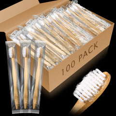 Sliner 100-pack prepasted toothbrushes with bamboo handles, classic color