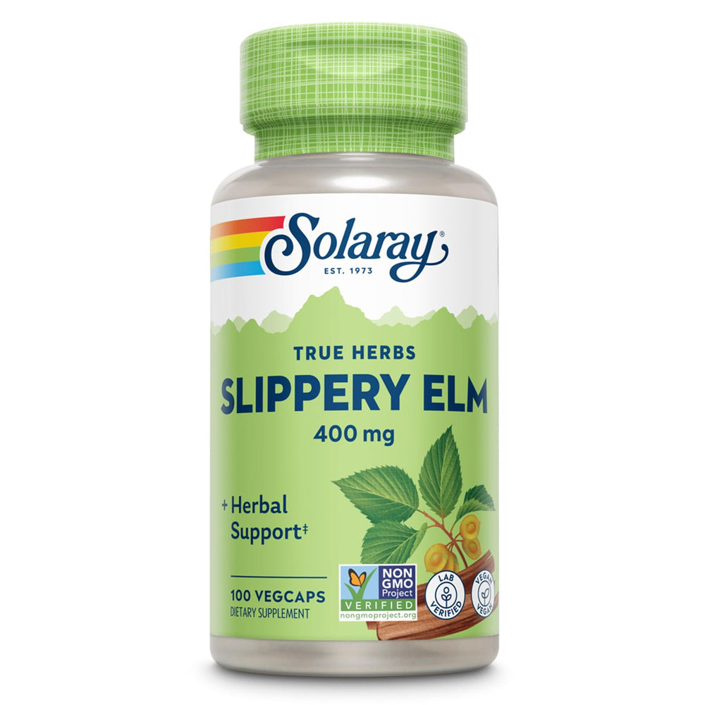 SOLARAY Slippery Elm Bark Capsules bottle close-up