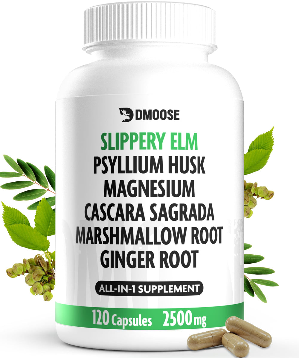 Slippery elm bark digestive health capsules for men and women