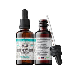 Amber glass bottle of Slippery Elm Tincture