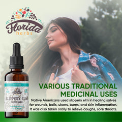 Front label of Slippery Elm Tincture bottle