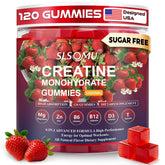 Front view of Slsomu Creatine Monohydrate Gummies Strawberry flavor bottle