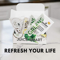 SMART Pressed hydration setup with water and juice bottles supports a balanced cleanse routine