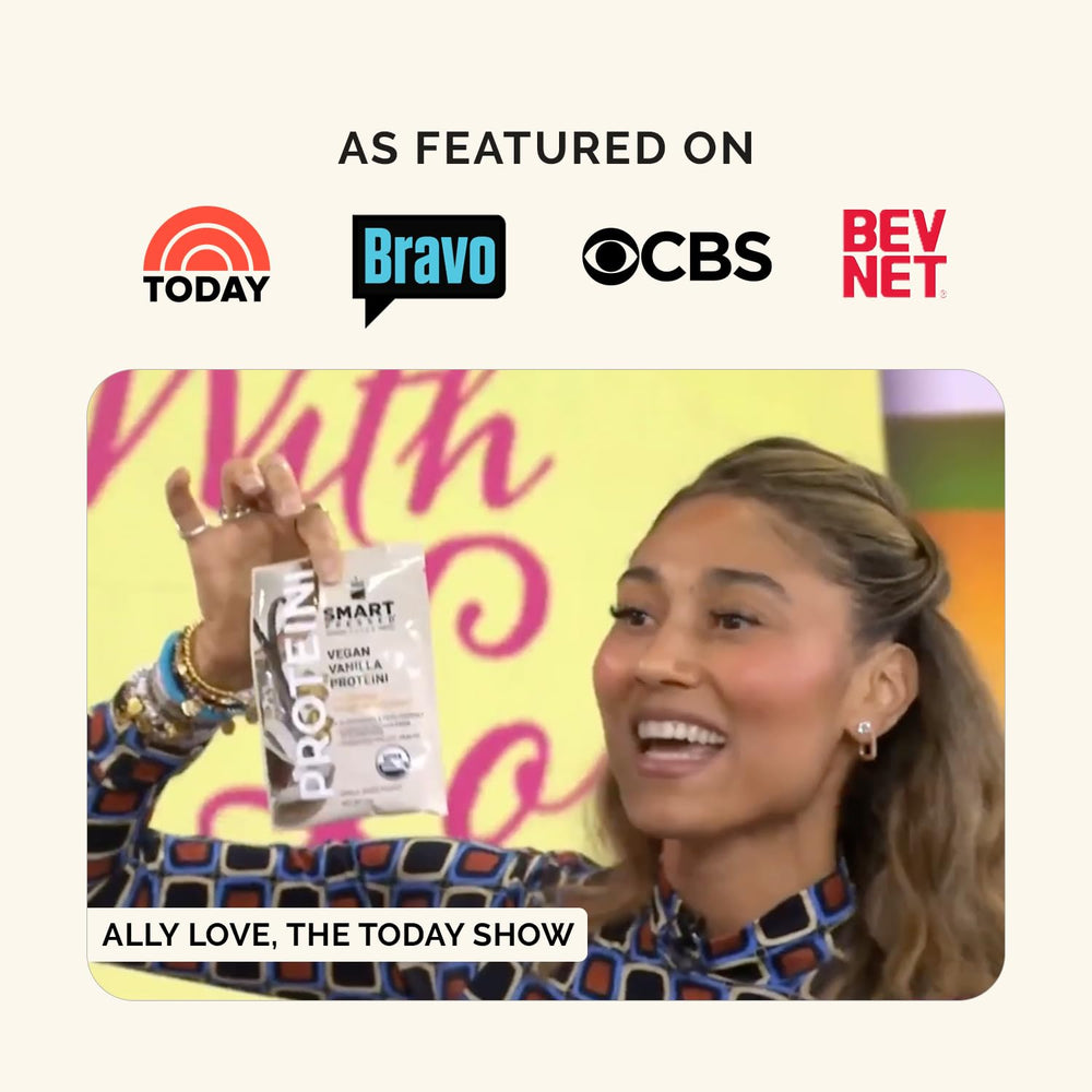 SMART Pressed organic label on glass bottle reinforces clean-label commitment.