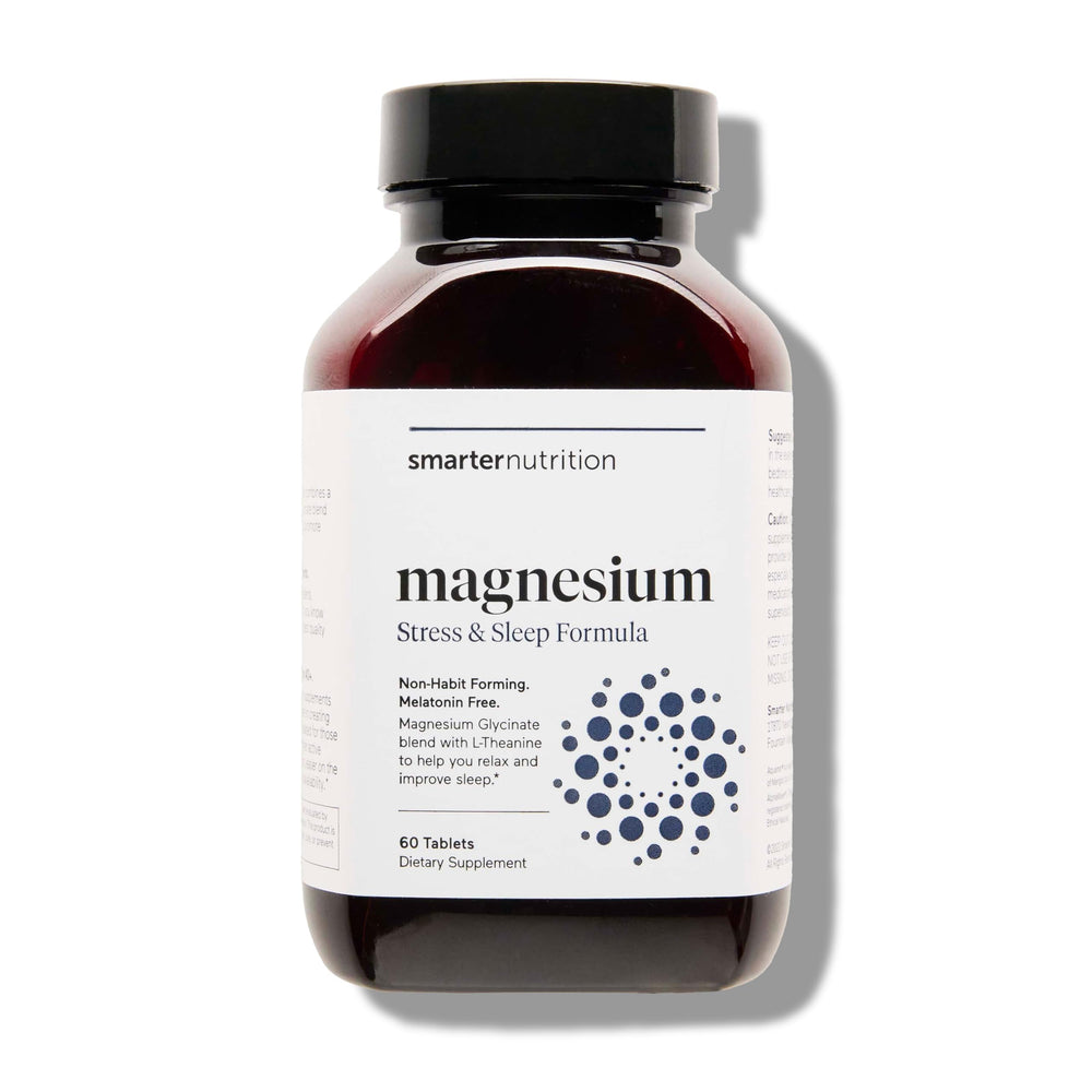 Front view of Smarter Nutrition Magnesium Complex bottle