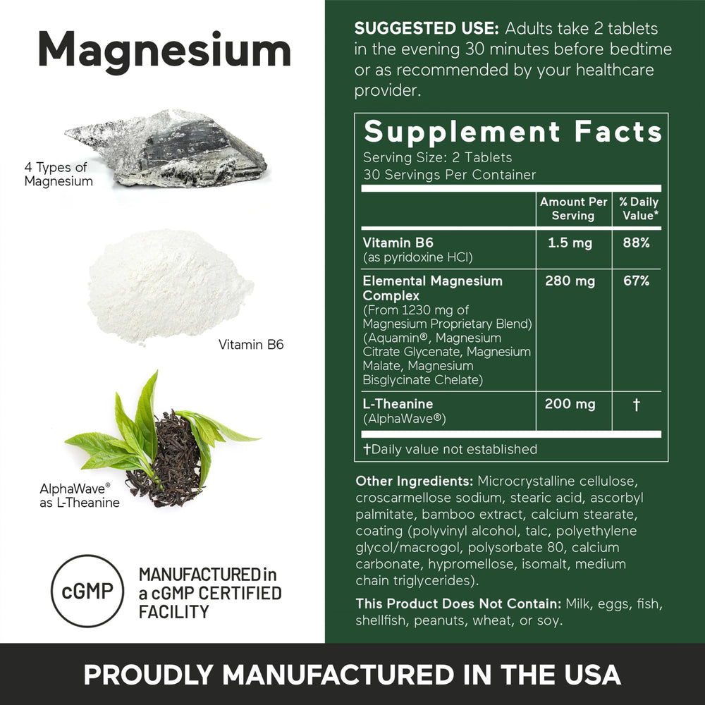 Supplement facts panel of Smarter Magnesium Complex