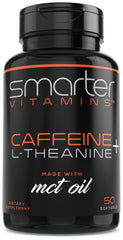 SmarterVitamins 200mg caffeine pills with MCT oil in a 50-softgel bottle