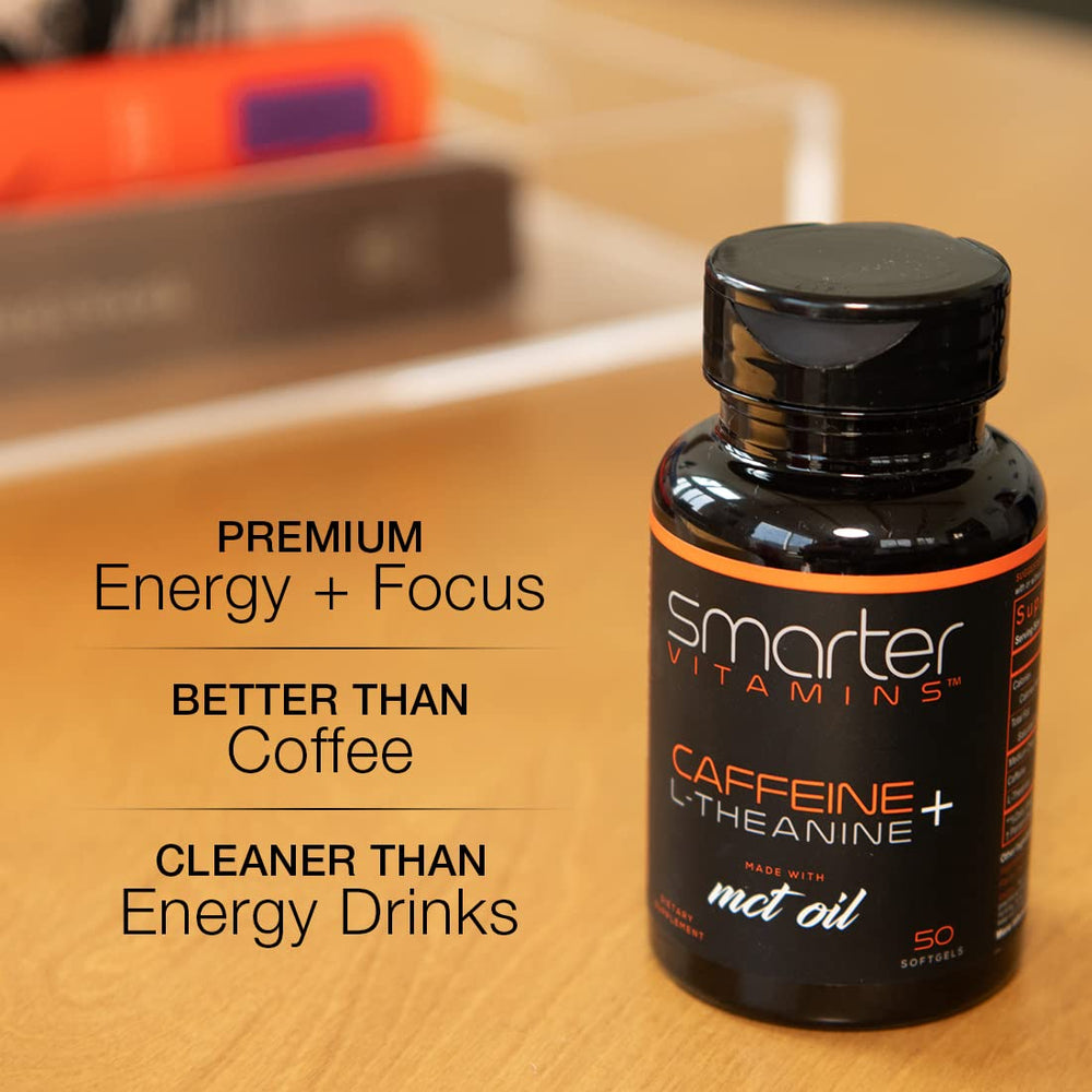 Person studying at a desk using SmarterVitamins for focus