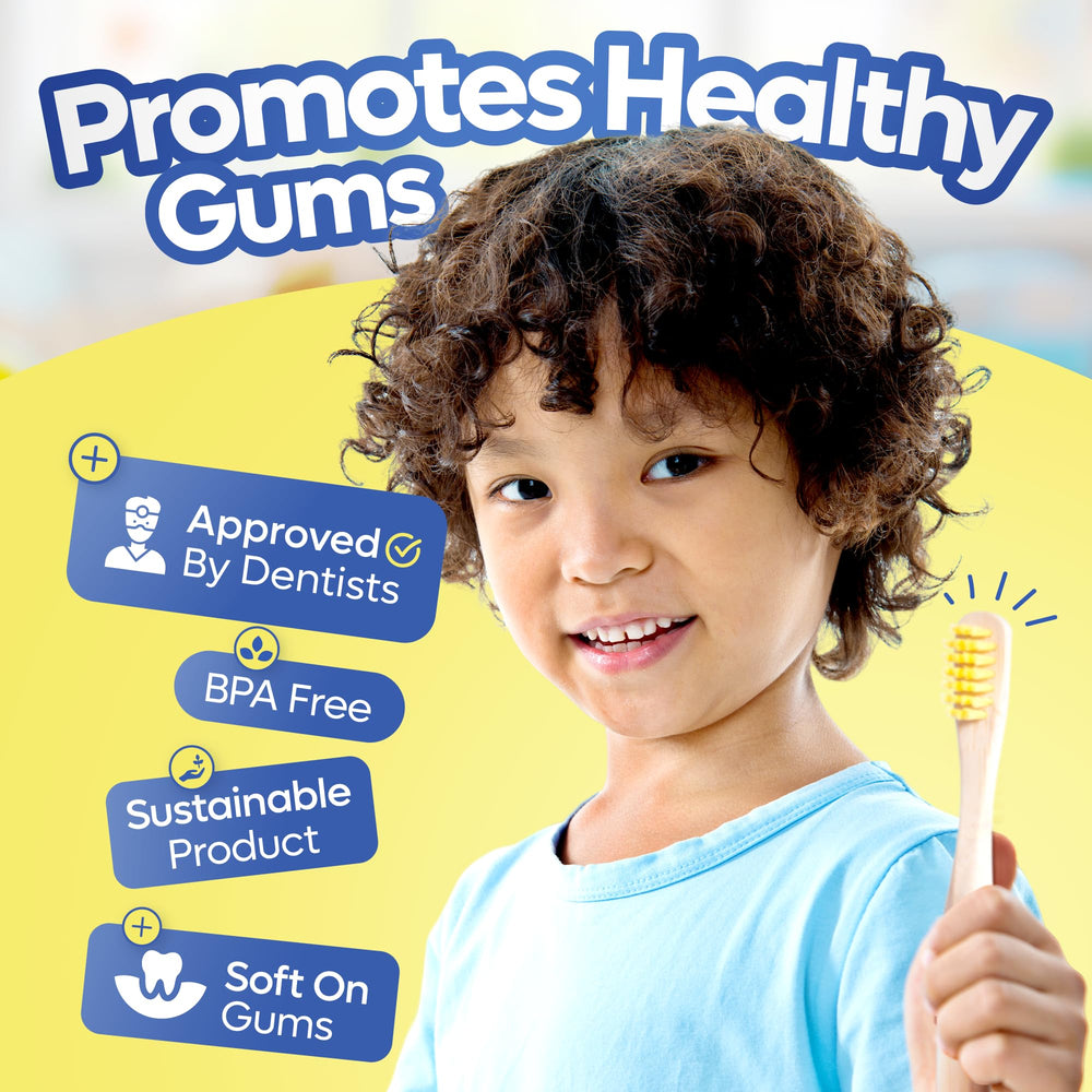 Child-sized wooden handle bamboo toothbrush