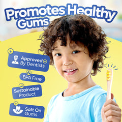 Child-sized wooden handle bamboo toothbrush