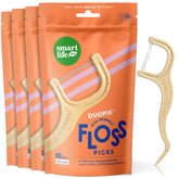 SmartLifeco dental floss picks exterior packaging featuring straw-wheat blend materials