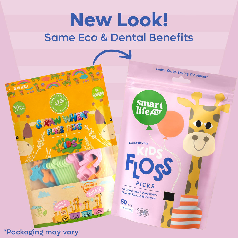 Colorful, Giraffe-shaped flossers in multi-colored pack