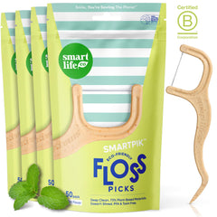 SmartLifeco floss picks straw-wheat blend 200ct