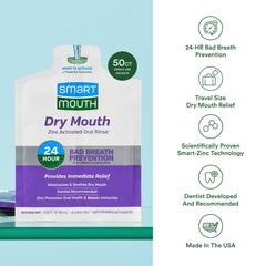 Alcohol-free dry mouth rinse bottle label