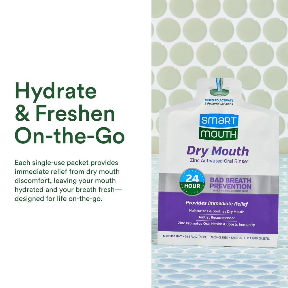 Fresh mint flavor of SmartMouth Dry Mouth Rinse