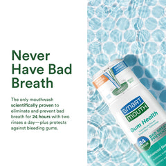 Alcohol-free and paraben-free badge on SmartMouth Gum Health rinse