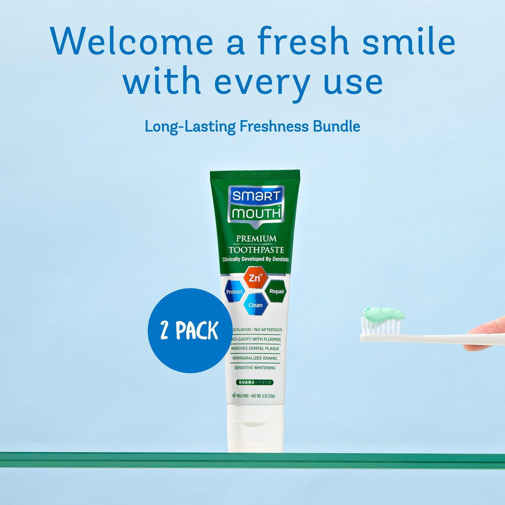 SmartMouth Premium Zinc Ion Toothpaste 6 oz 2-pack packaging display