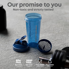 Smartshake leak-proof lid with secure guard prevents spills during workouts.