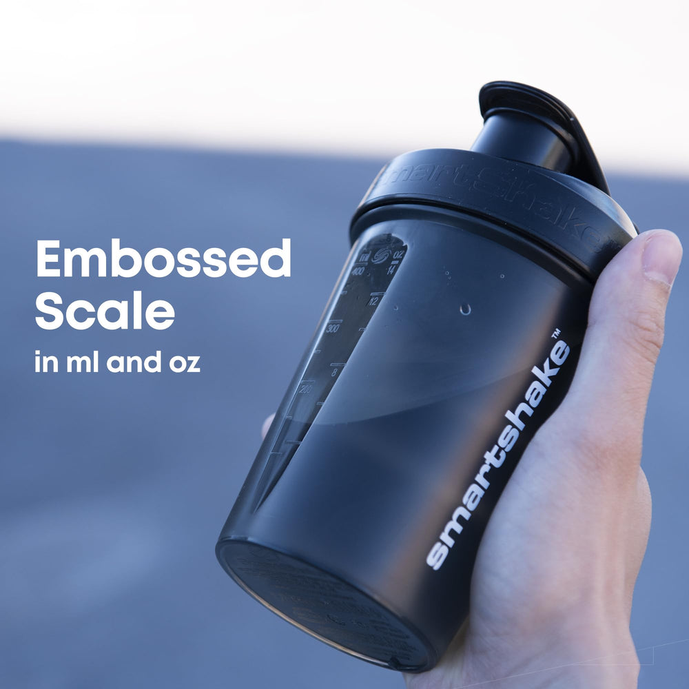 Smartshake leak-proof screw-on lid with flip-top guard prevents spills