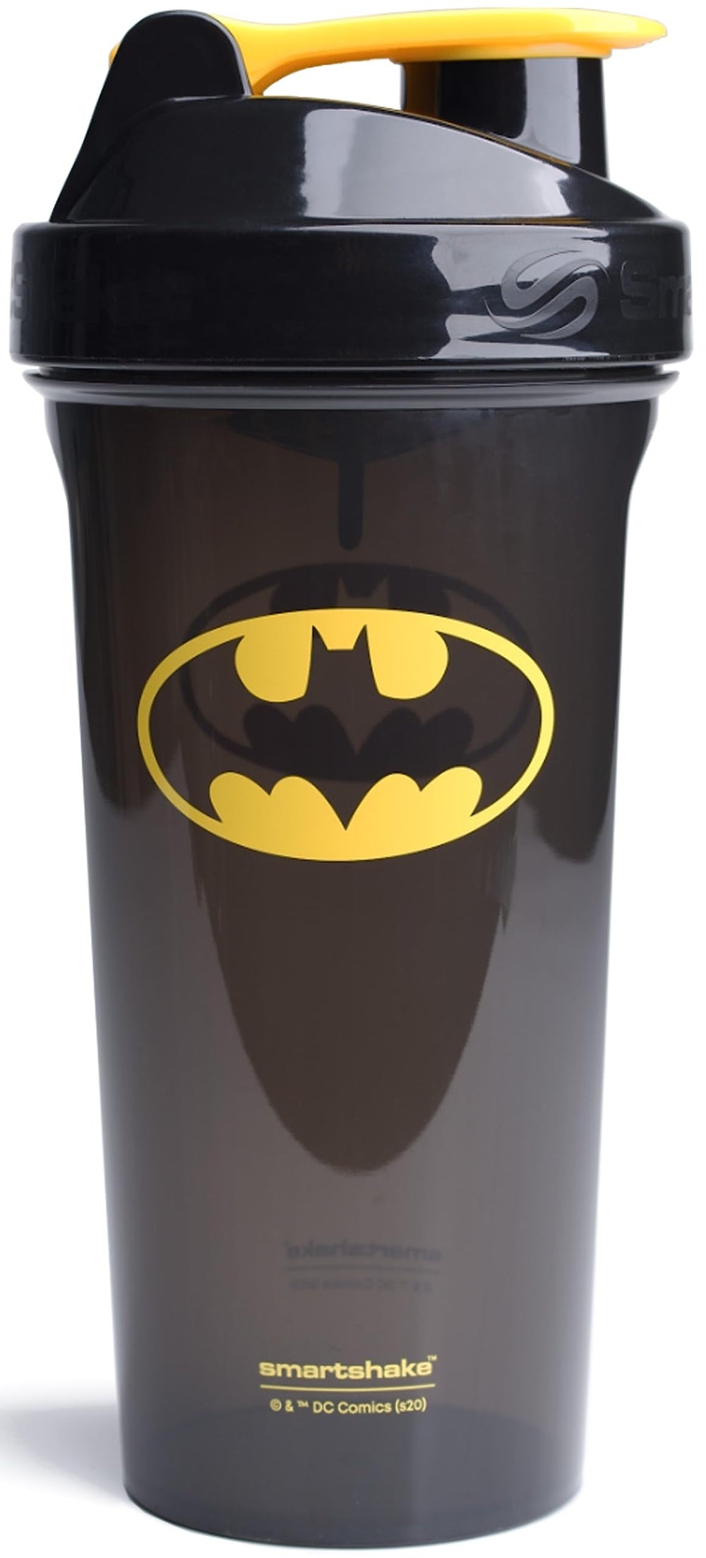 Smartshake Lite Justice League bottle front view, lightweight and portable for on-the-go shakes