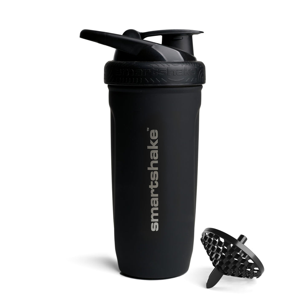 Smartshake Reforce stainless steel bottle front view highlights rugged durability for gym use