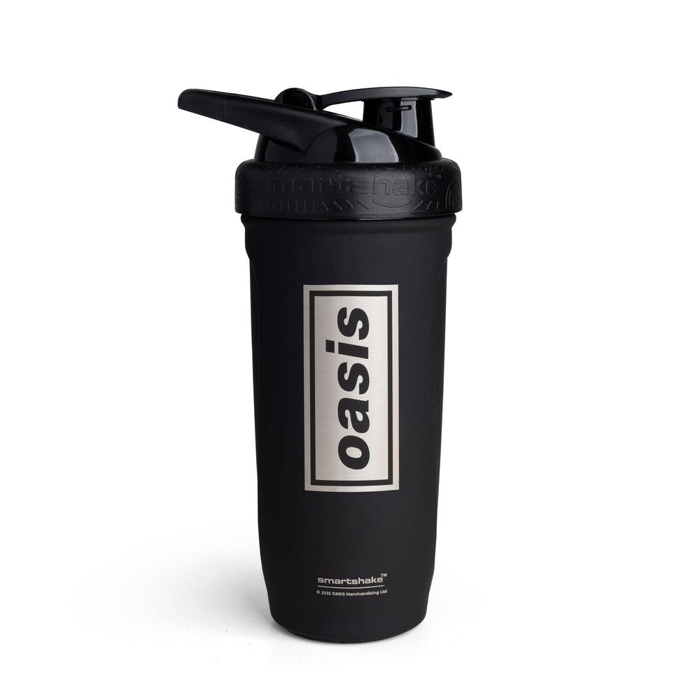 Smartshake Rockband Reforce bottle front view showing durable stainless steel body for workouts