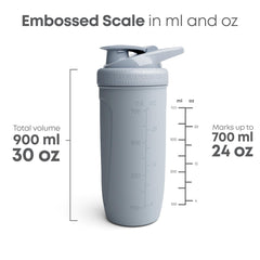 Engraved measurement scale inside the Smartshake Rockband Reforce bottle