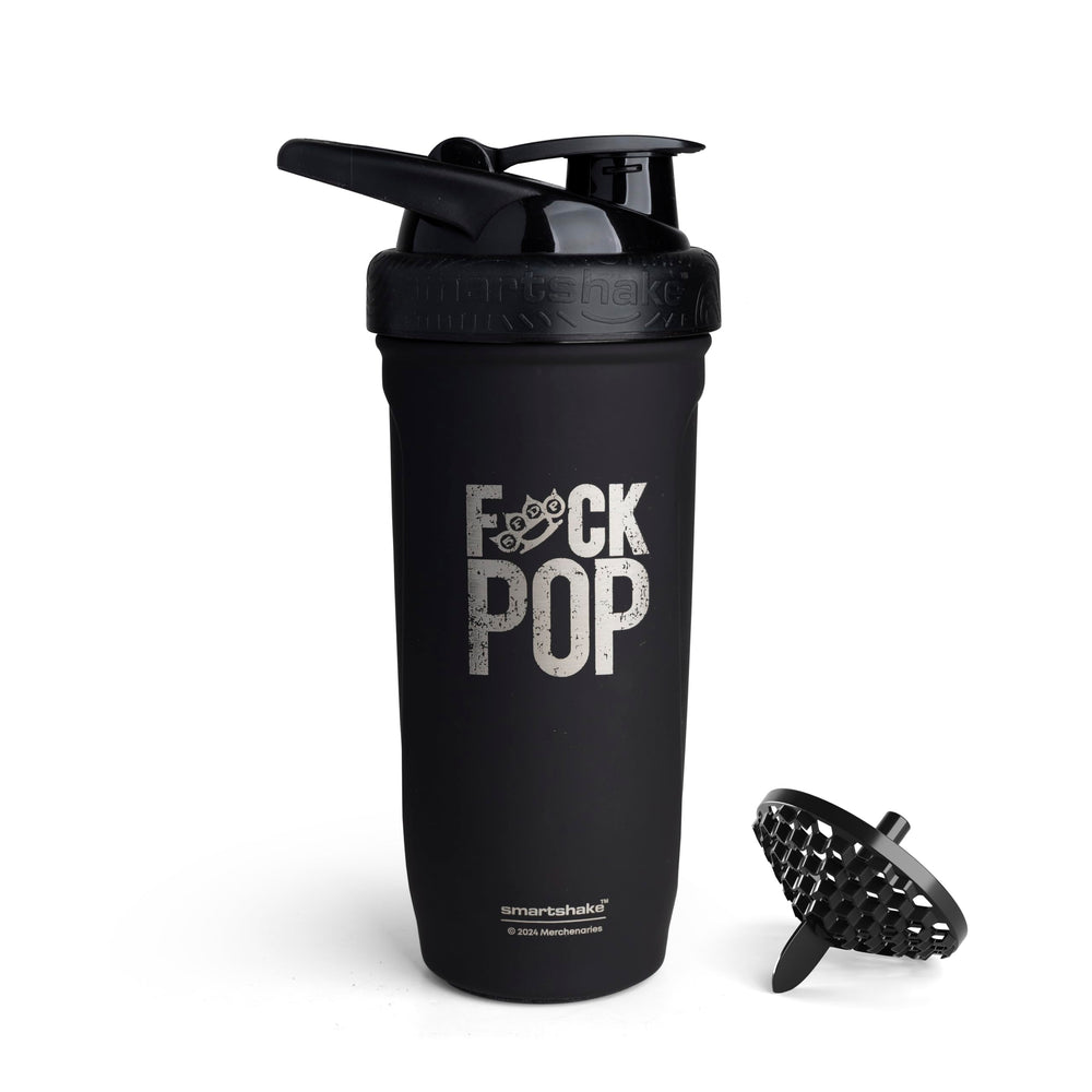 Smartshake Rockband Reforce bottle top view showcases leakproof lid for secure gym hydration