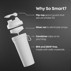 Smartshake wide opening facilitates easy filling and thorough cleaning.