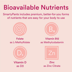 SmartyPants ingredients display with omega‑3 ALA and methylfolate emphasis
