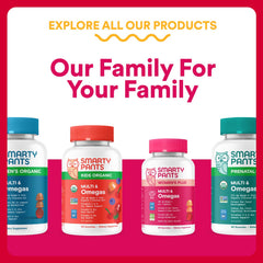Collection of organic ingredients used in SmartyPants formula, emphasizes purity