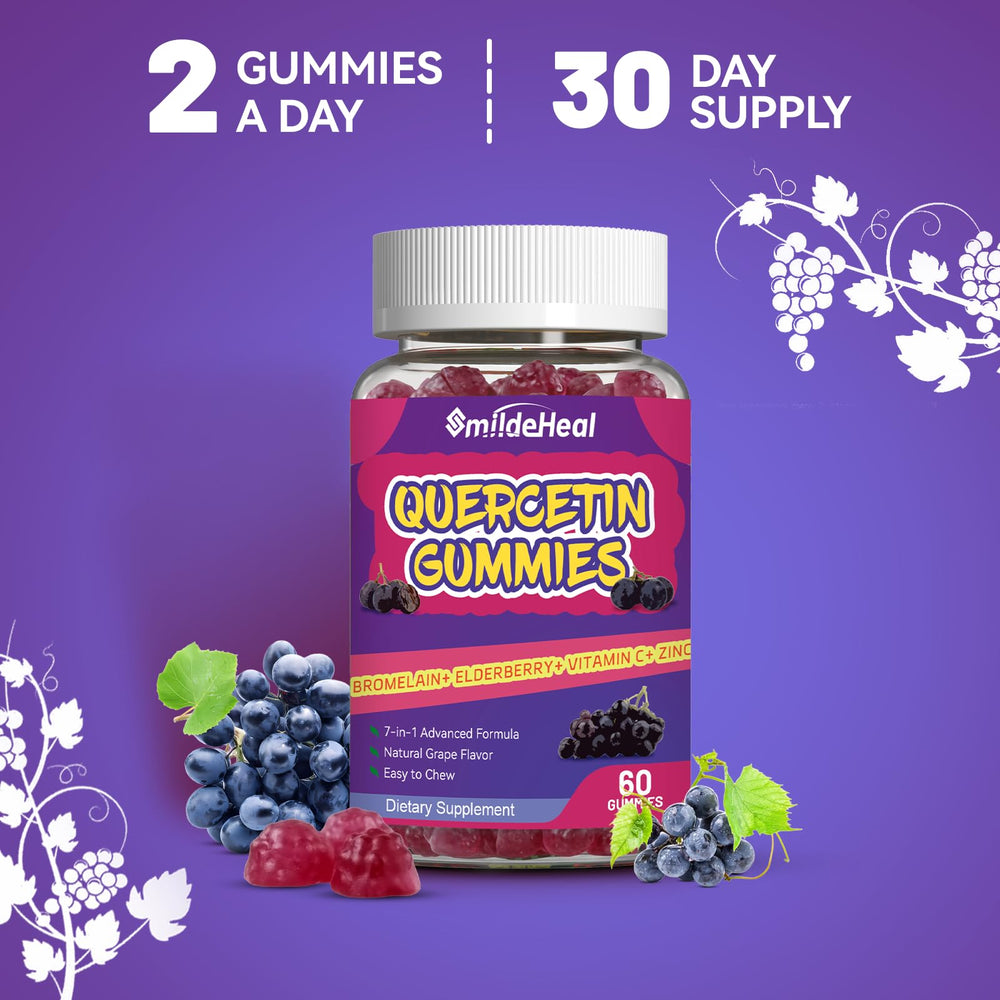 Packaging of vegan-friendly quercetin gummies