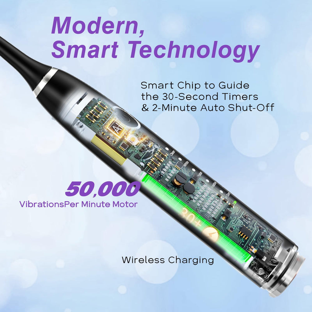 Smile-O-Villa Advanced Sonic Electric Toothbrush with replacement heads bundle
