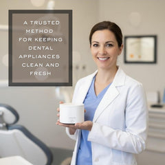 Mouth guard being cleaned with Smile-O-Villa ultrasonic cleaner
