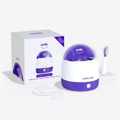 Cleaner with aligners secured in the tray