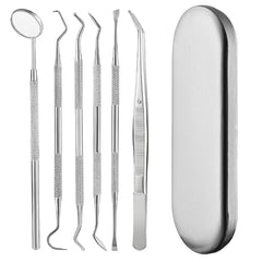 SMILEHEVEN 6-piece teeth cleaner tool kit with metal case
