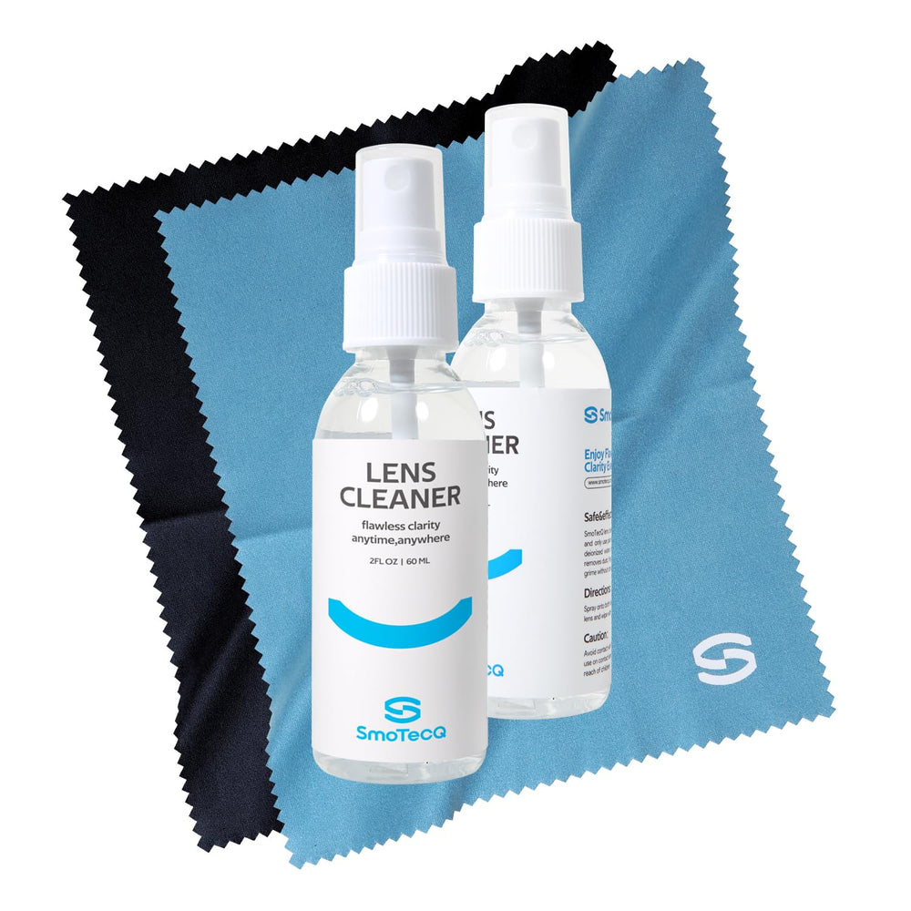 Portable, travel-friendly lens cleaning kit in use