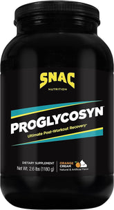 SNAC Proglycosyn Orange Cream 2.6 lb packaging with scoop