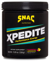 SNAC XPEDITE raspberry lemonade powder ready to energize your workout