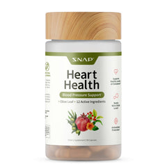 Snap Supplements Heart Health bottle and label showing 90 capsules