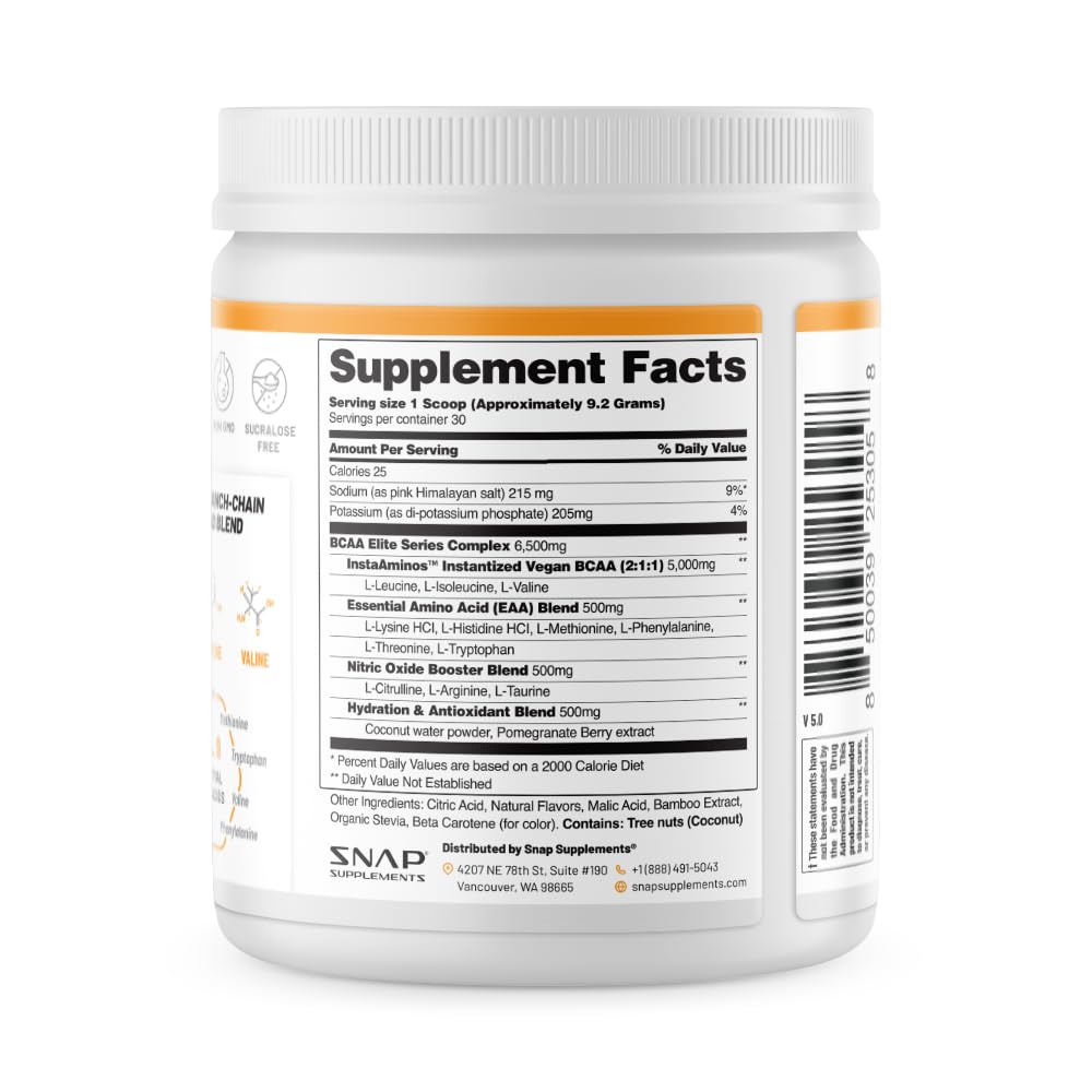 Ingredients list for plant-based BCAA powder