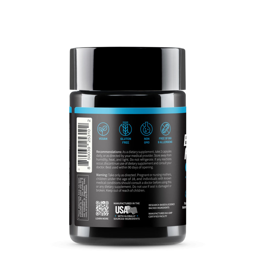 Brand logo and Brain Booster packaging