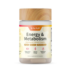 Bottle of Snap Supplements Energy & Metabolism Herbal Complex on a white background