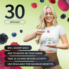 Snap Supplements ingredient close-up shows arginine and beta-alanine contributions for performance