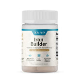Box and bottle of Snap Supplements Natural Iron Builder on white background