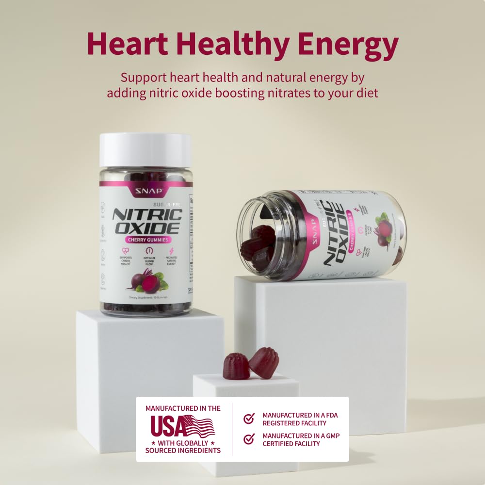Cherry-flavored Snap Supplements Nitric Oxide Beet Root Gummies for daily use